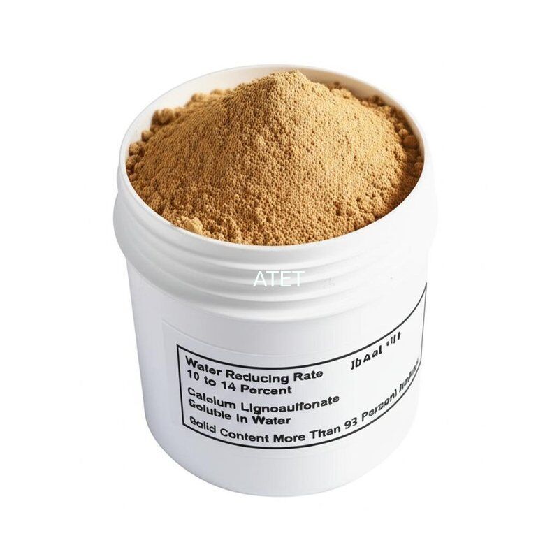 जल घटाने की दर 10 से 14 प्रतिशत कैल्शियम लिग्नोसल्फोनेट पानी में घुलनशील ठोस सामग्री 93 प्रतिशत से अधिक आदर्श योजक